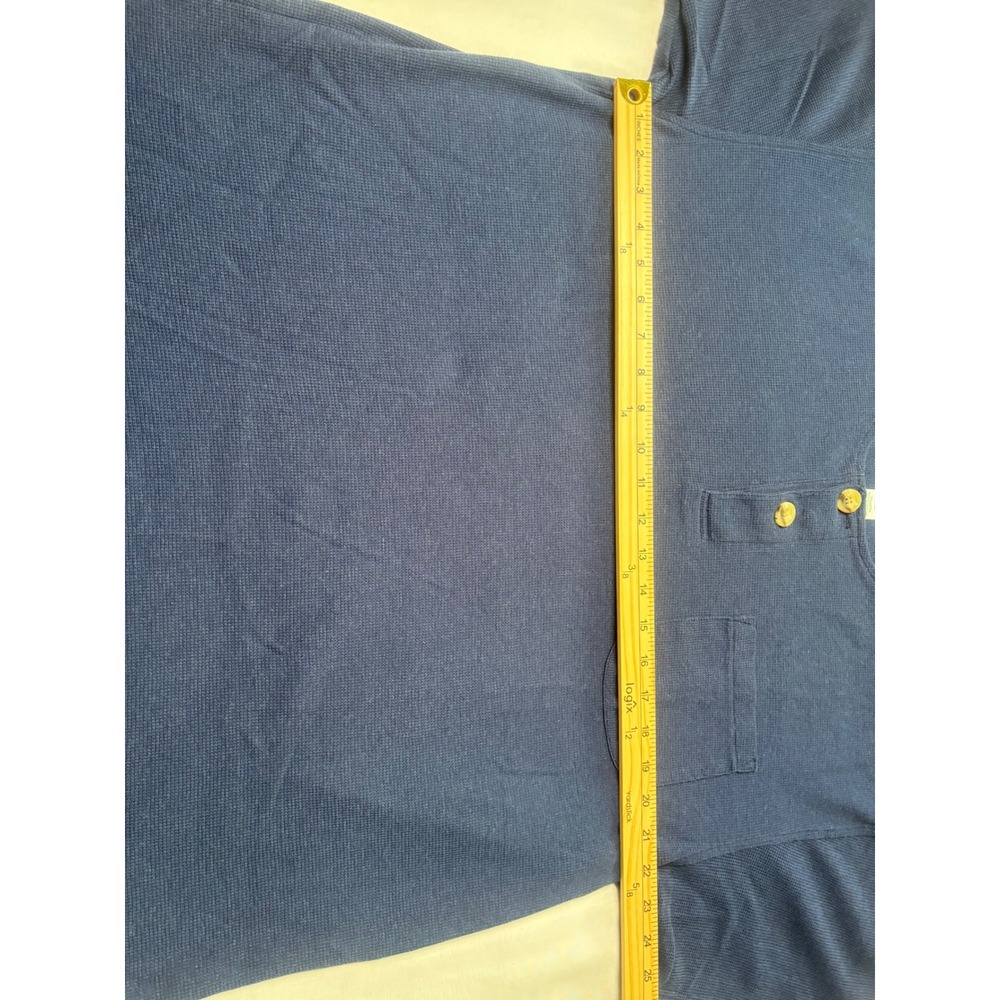 Boxer Boxer Henley Shirt Mens XL Blue Excellent Waffle Knit Pocket Short Sleeve - Picture 8 of 11